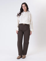 Brown belt cotton trousers