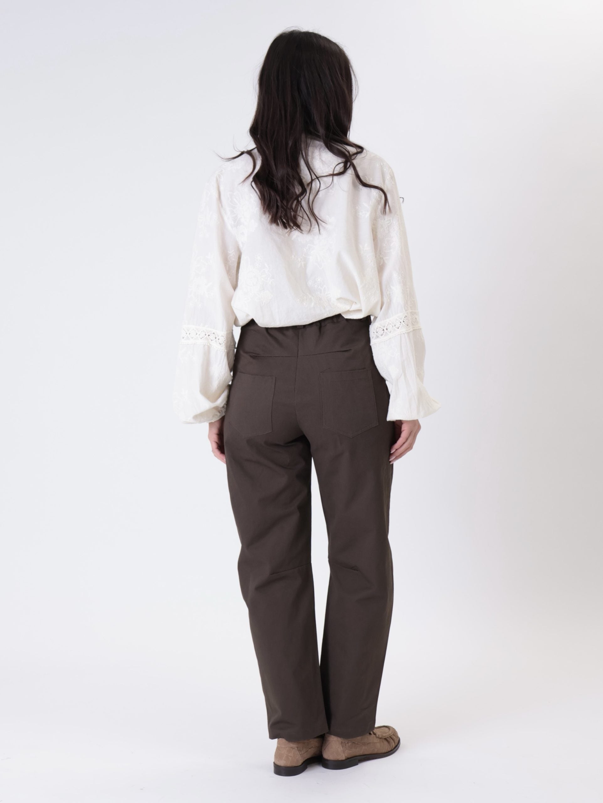 Brown belt cotton trousers