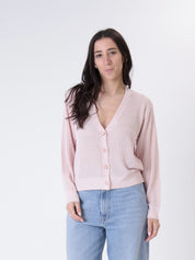 Pink openwork cardigan