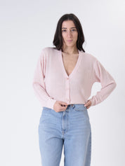 Pink openwork cardigan