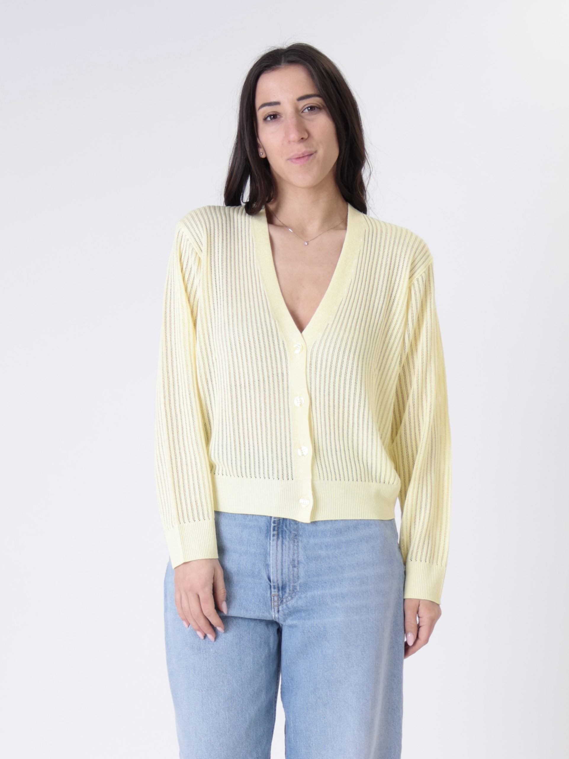 Yellow openwork cardigan