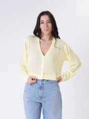 Yellow openwork cardigan