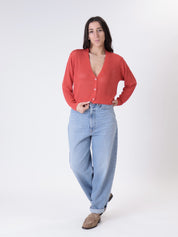 Cardigan traforato rosso