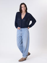 Blue open-knit cardigan