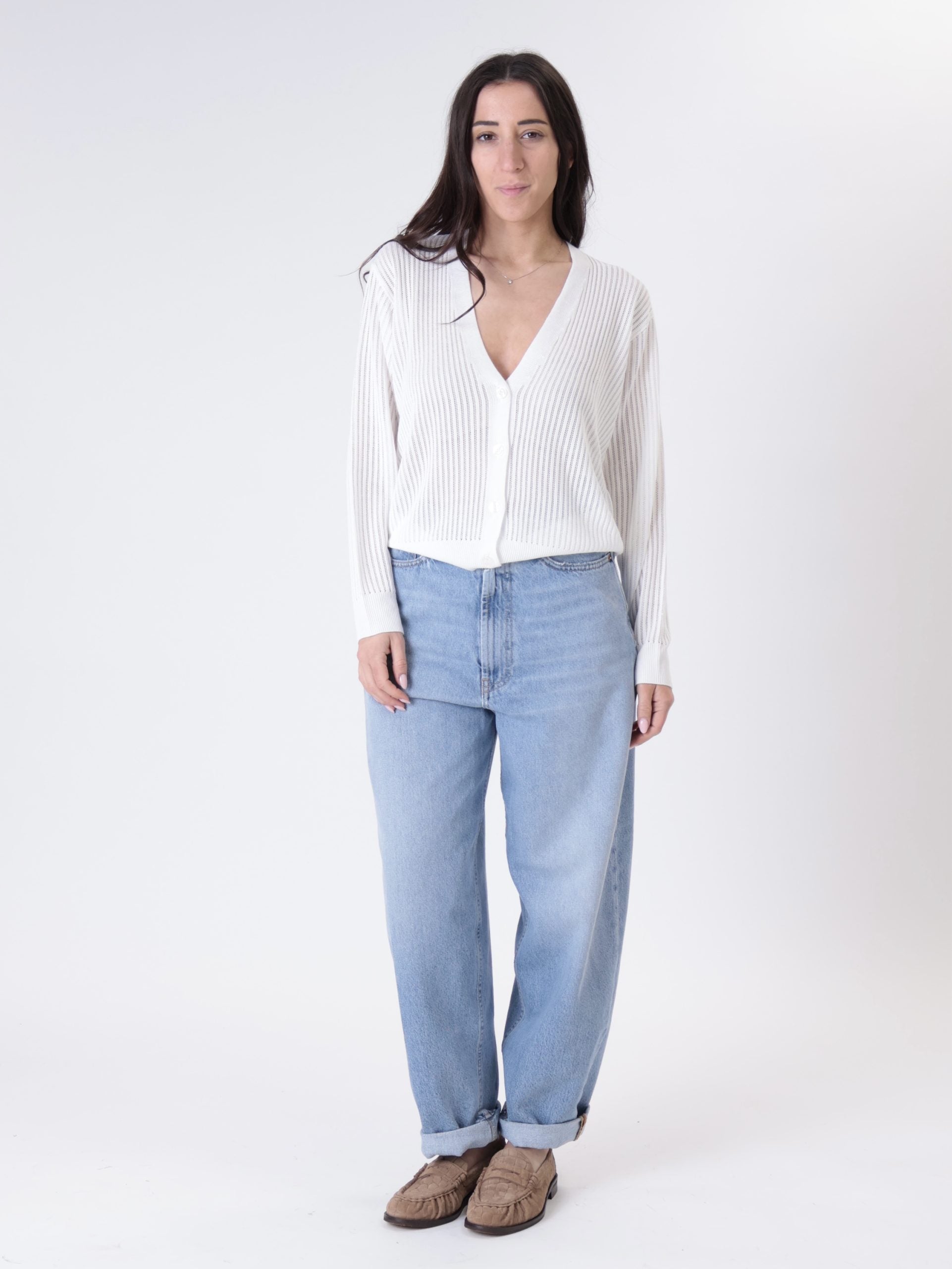 White openwork cardigan