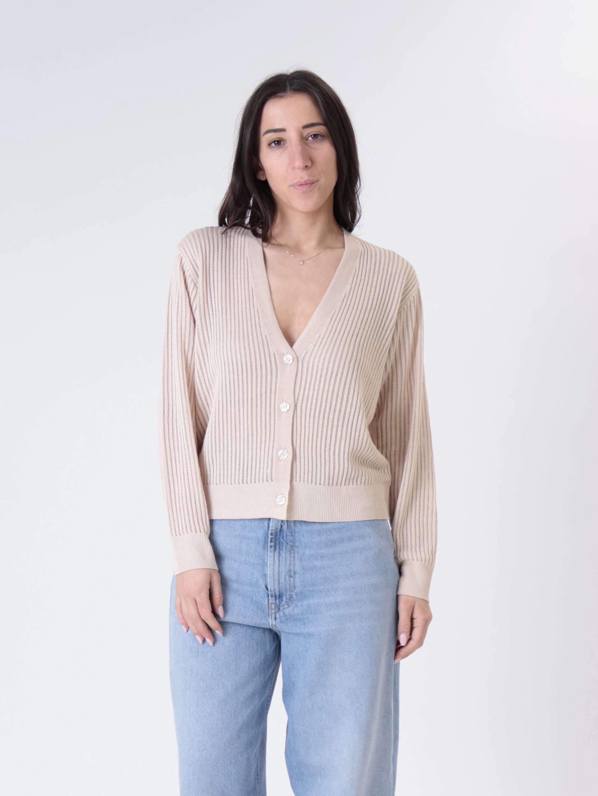 Vanilla open-knit cardigan