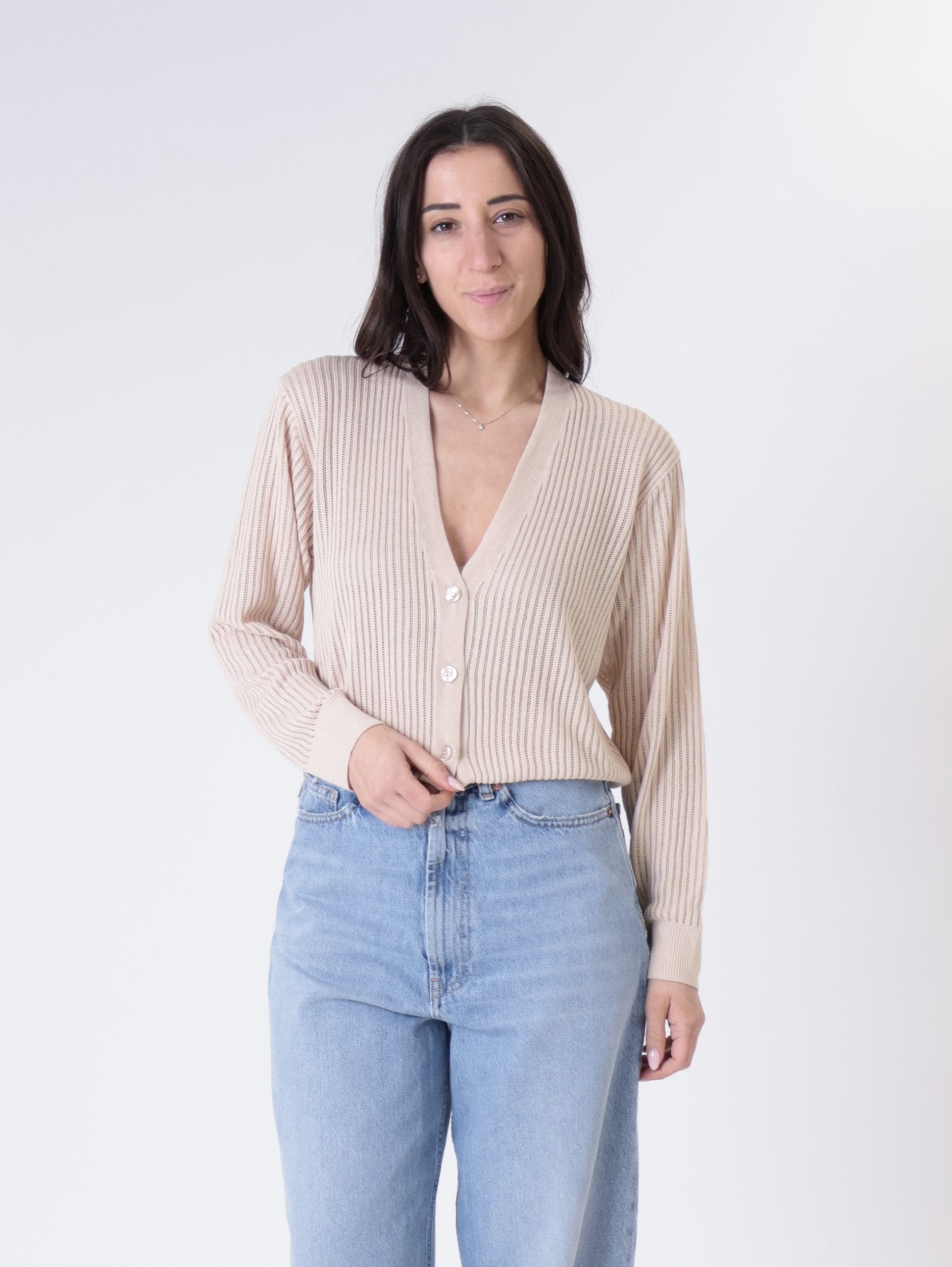 Vanilla open-knit cardigan