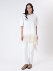 T-shirt fondo ricamo bianco