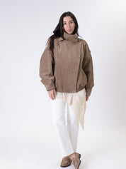 Sand suede bomber