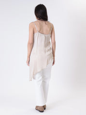Top asimmetrico beige