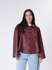 Burgundy woven bomber jacket