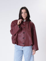 Burgundy woven bomber jacket