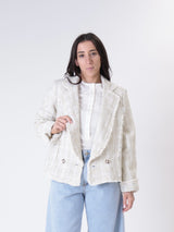 White bouclé jacket