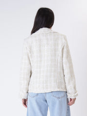 White bouclé jacket