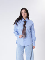 Light blue polka dot shirt and tie