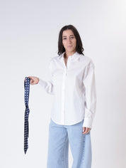 Camicia cravatta pois bianca