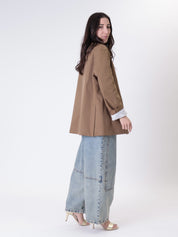 Blazer over monopetto tabacco