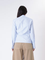 Fitted shirt with padded shoulders, light blue
