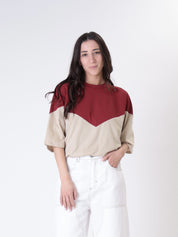 T-shirt Lory rosso/sabbia
