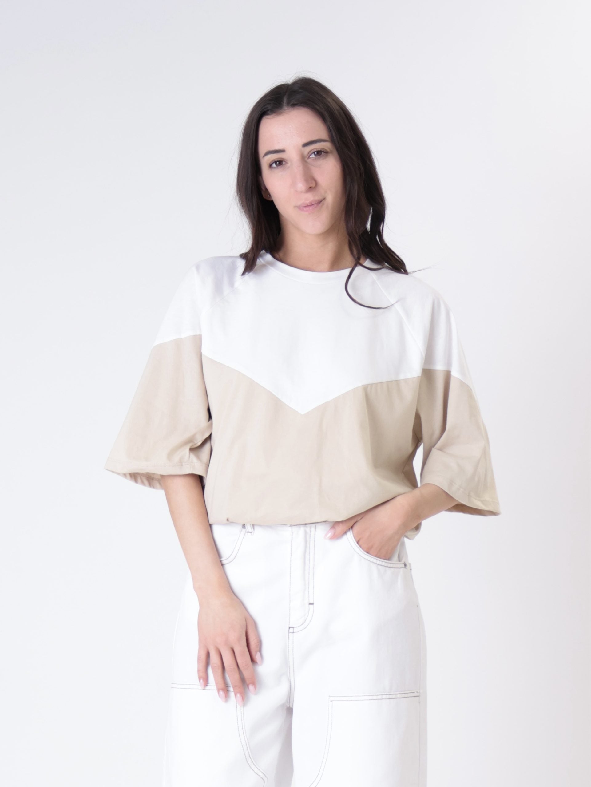 T-shirt Lory panna/sabbia