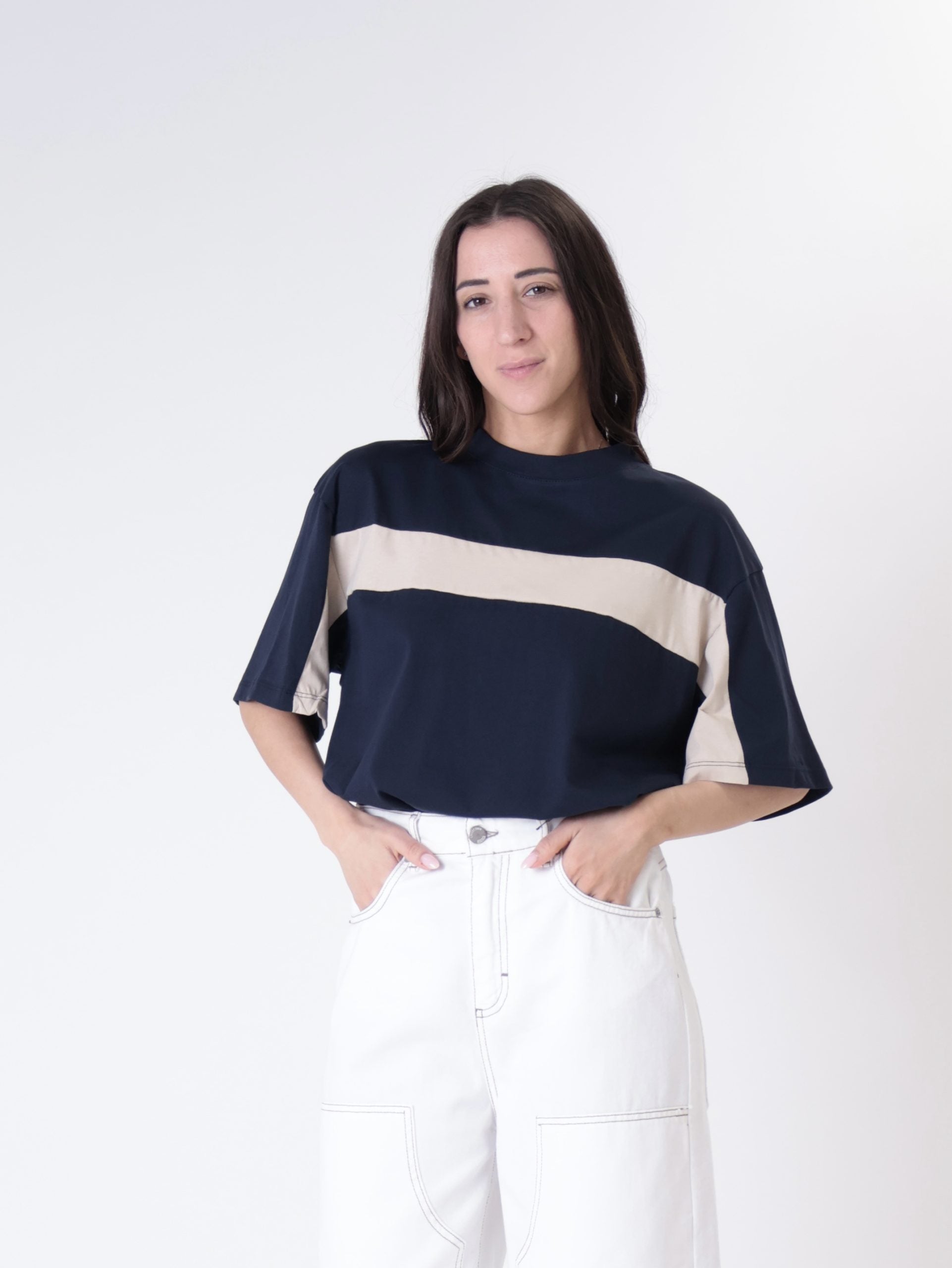 T-shirt Lore blu/panna