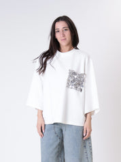 Ary sweatshirt with sequined pocket - cream