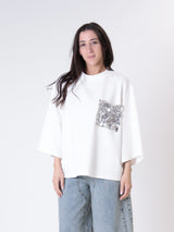 Ary sweatshirt with sequined pocket - cream