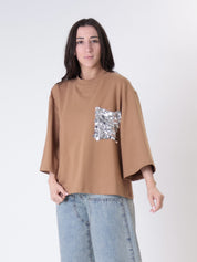 Ary sweatshirt with sequin pocket camel