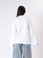 T-shirt m/lunga tasca paillettes panna
