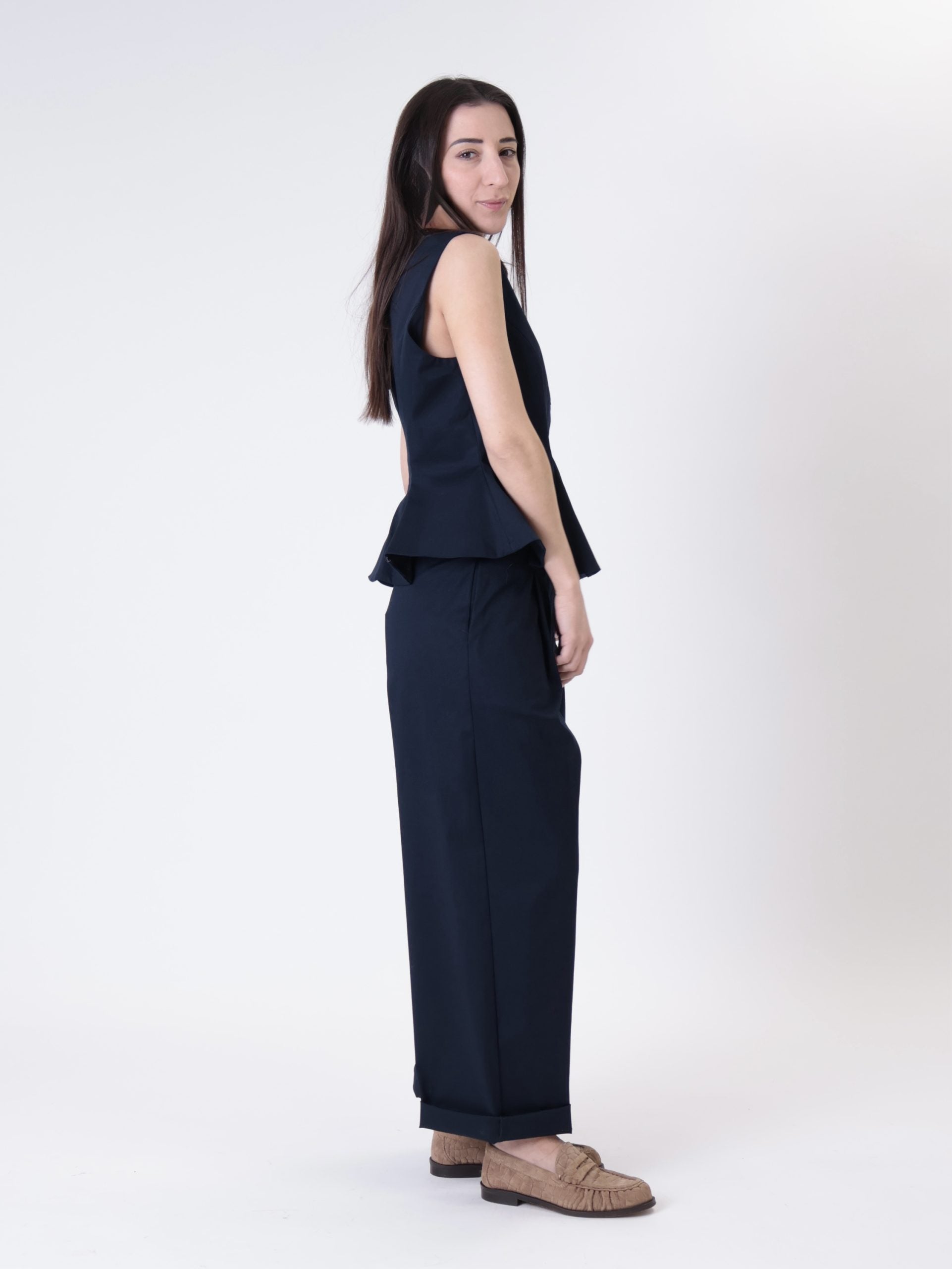 Pantalone Lady pinces blu navy