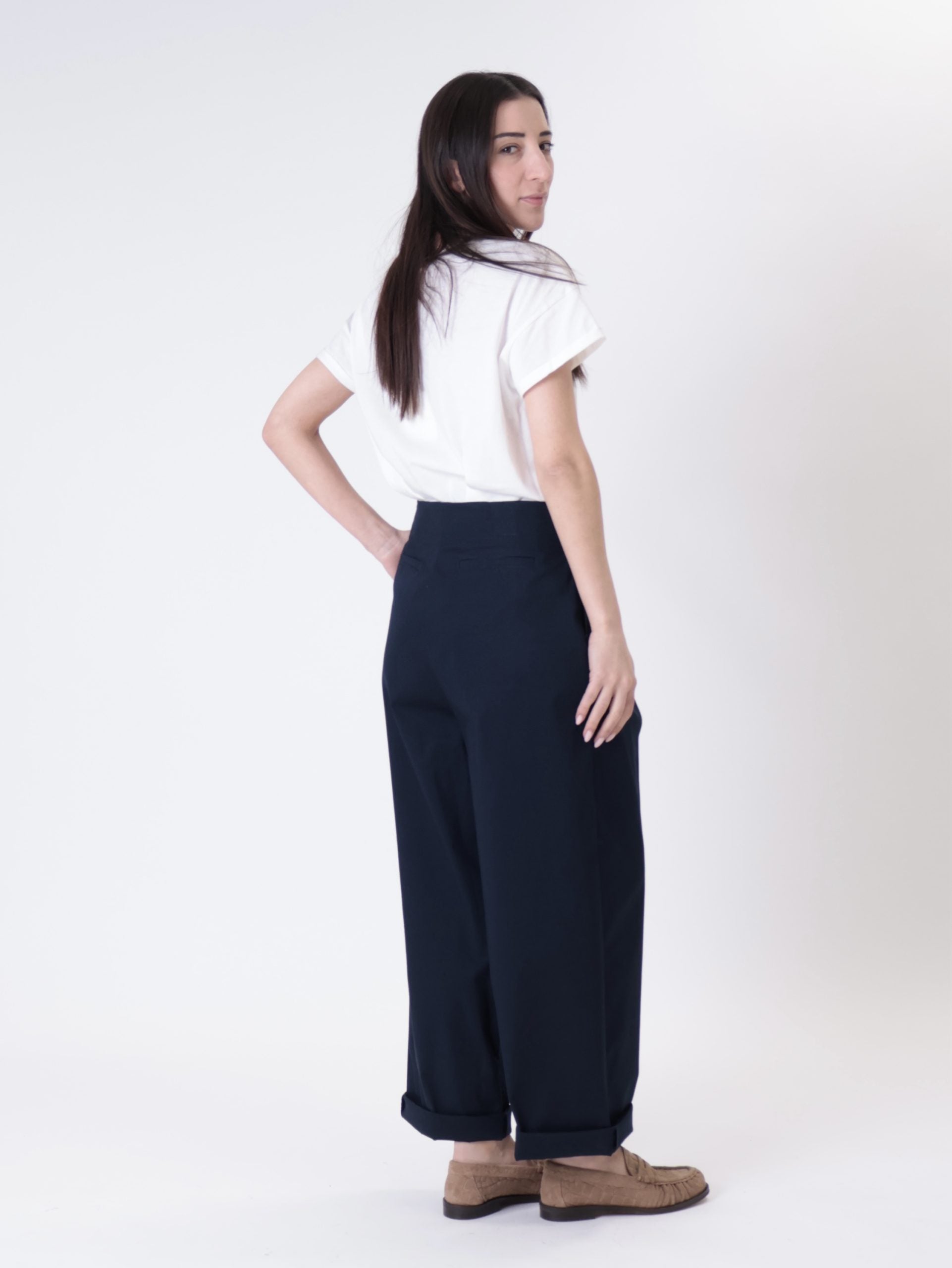 Pantalone Lady pinces blu navy