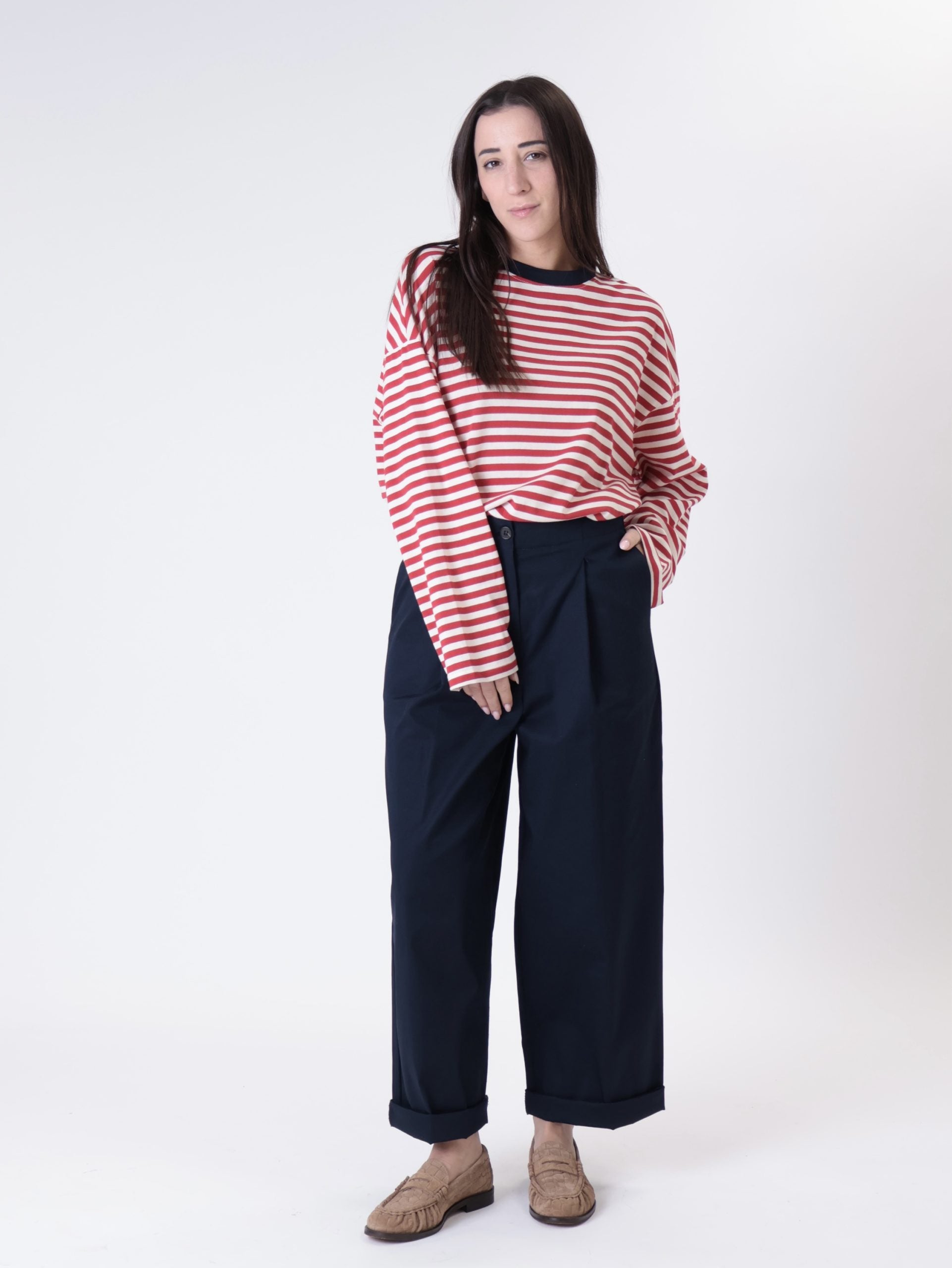 Maglia righe rosso/panna