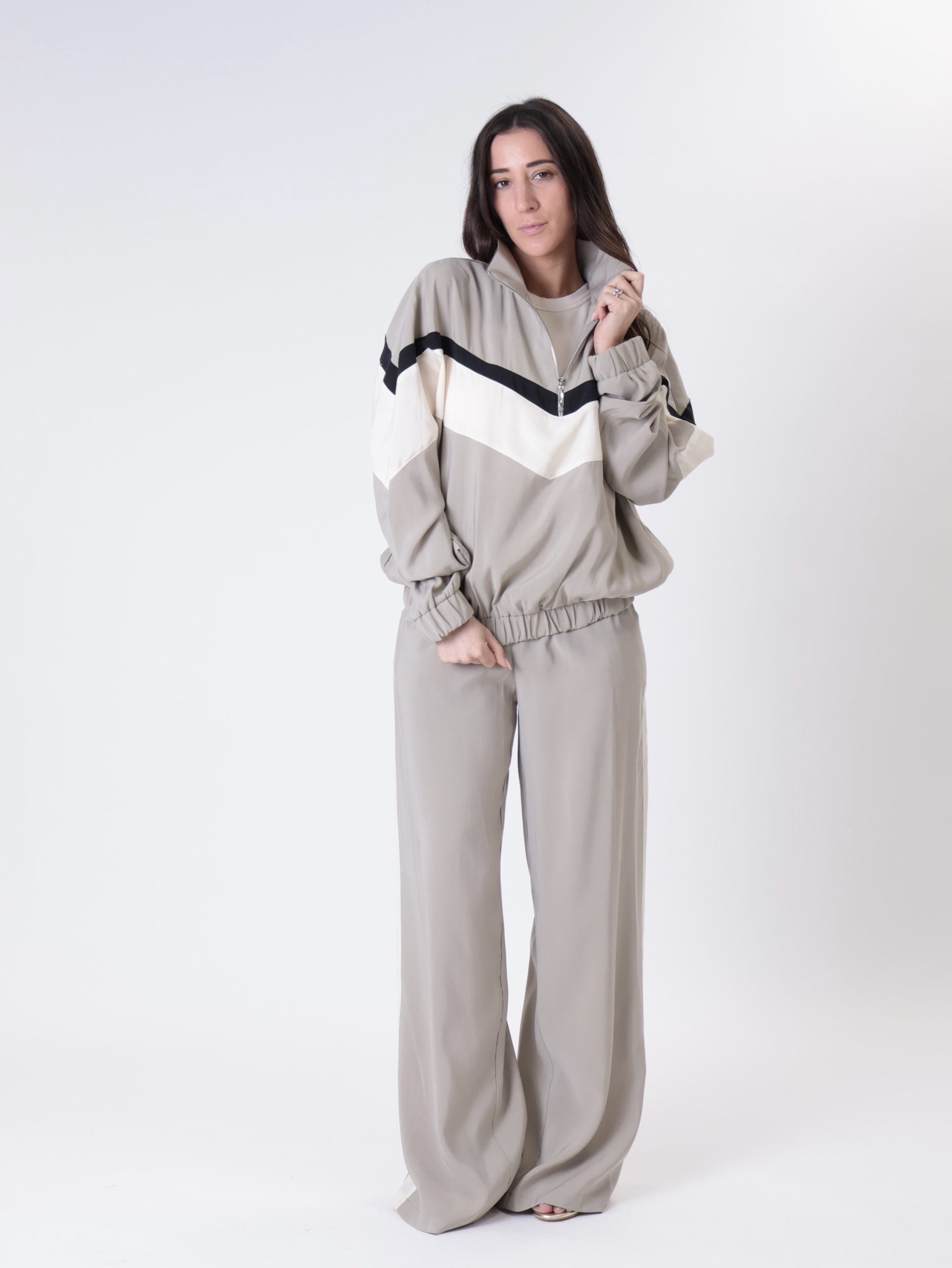 Maglia Zante zip perla