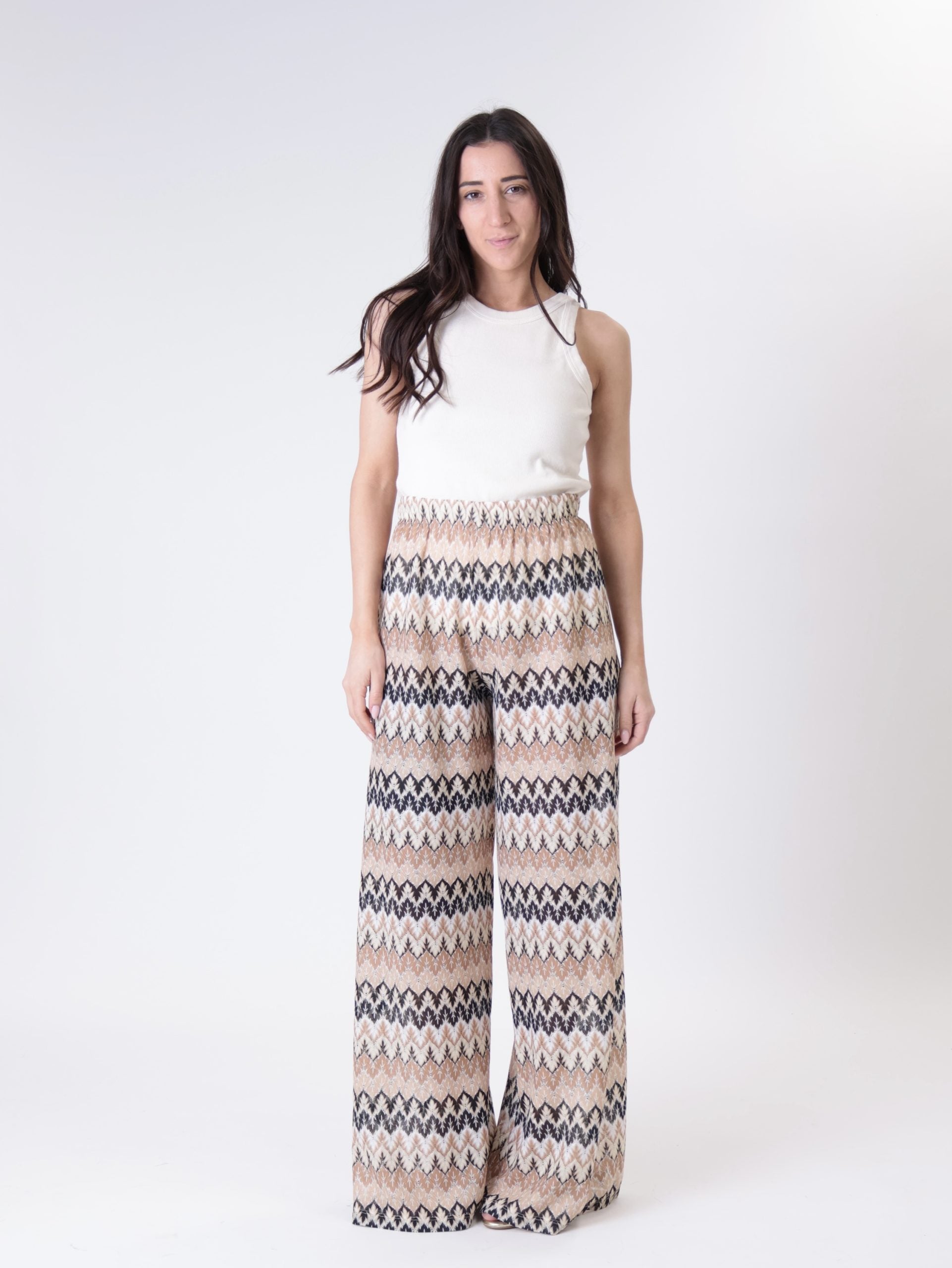 Beige mixed trousers