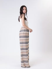 Beige mixed trousers