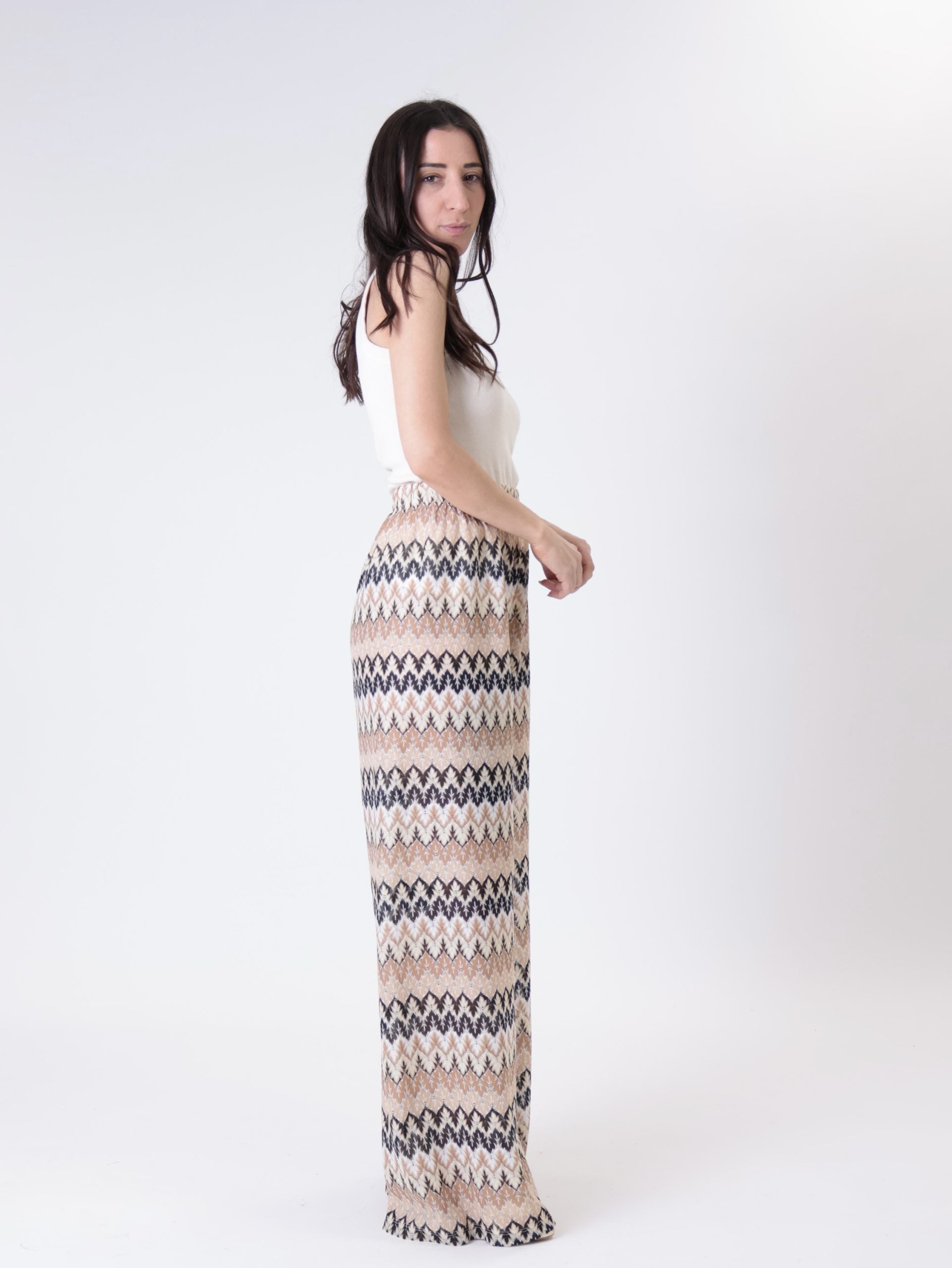 Beige mixed trousers
