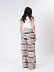 Beige mixed trousers