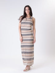 Abito zig zag beige