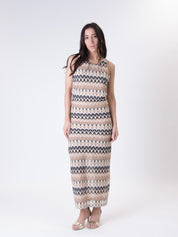 Abito zig zag beige