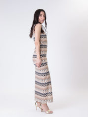 Abito zig zag beige