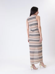Abito zig zag beige