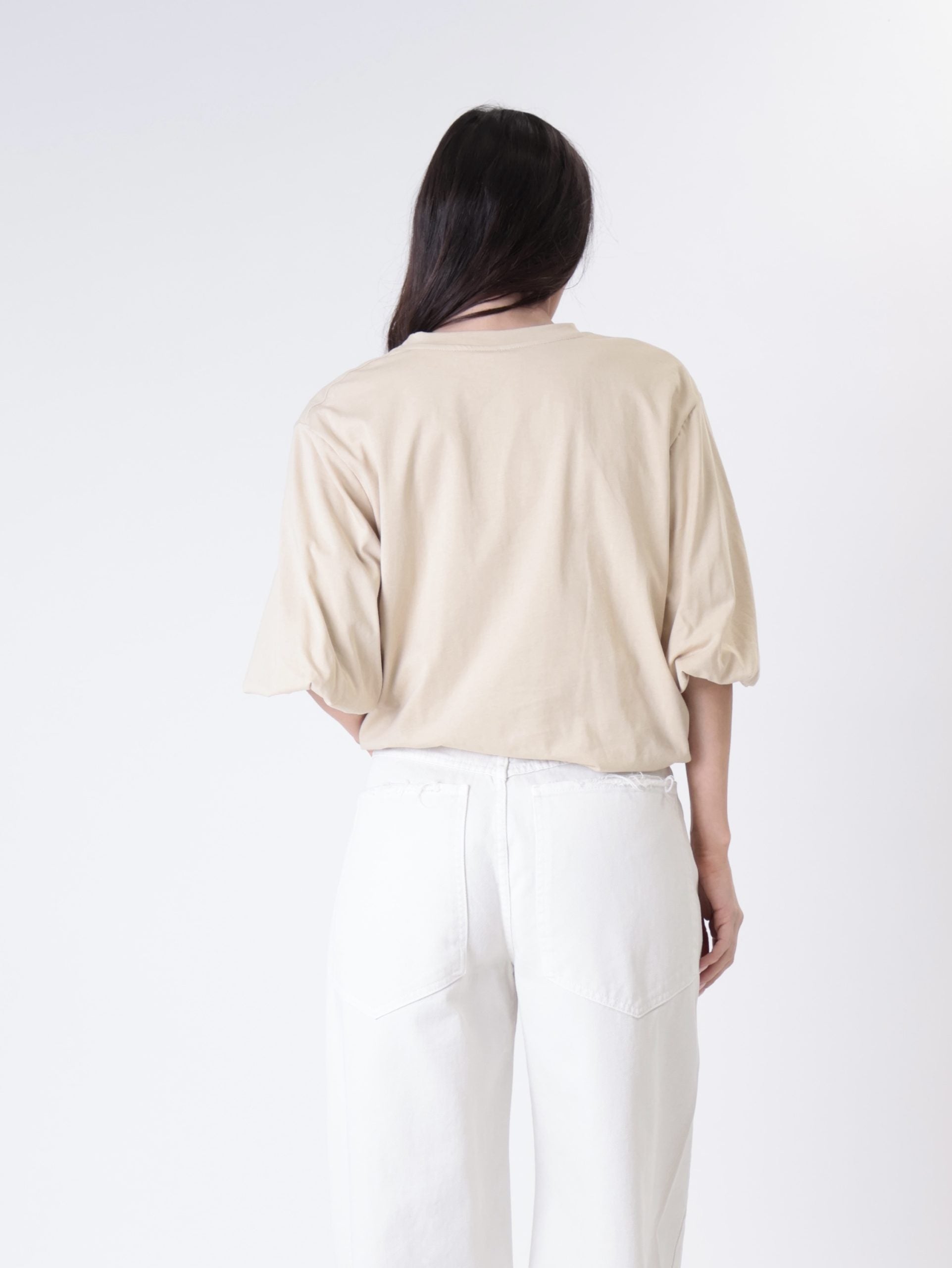 T-shirt balloon pizzo beige/moro