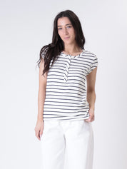 T-shirt serafino riga burro/nero