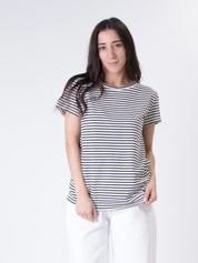 T-shirt riga burro/nero