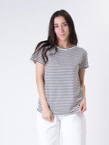T-shirt riga burro/nero