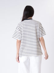 T-shirt m/corta colletto riga burro/blu