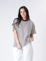 T-shirt colletto riga burro/moro