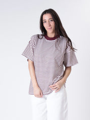 T-shirt colletto riga burro/india