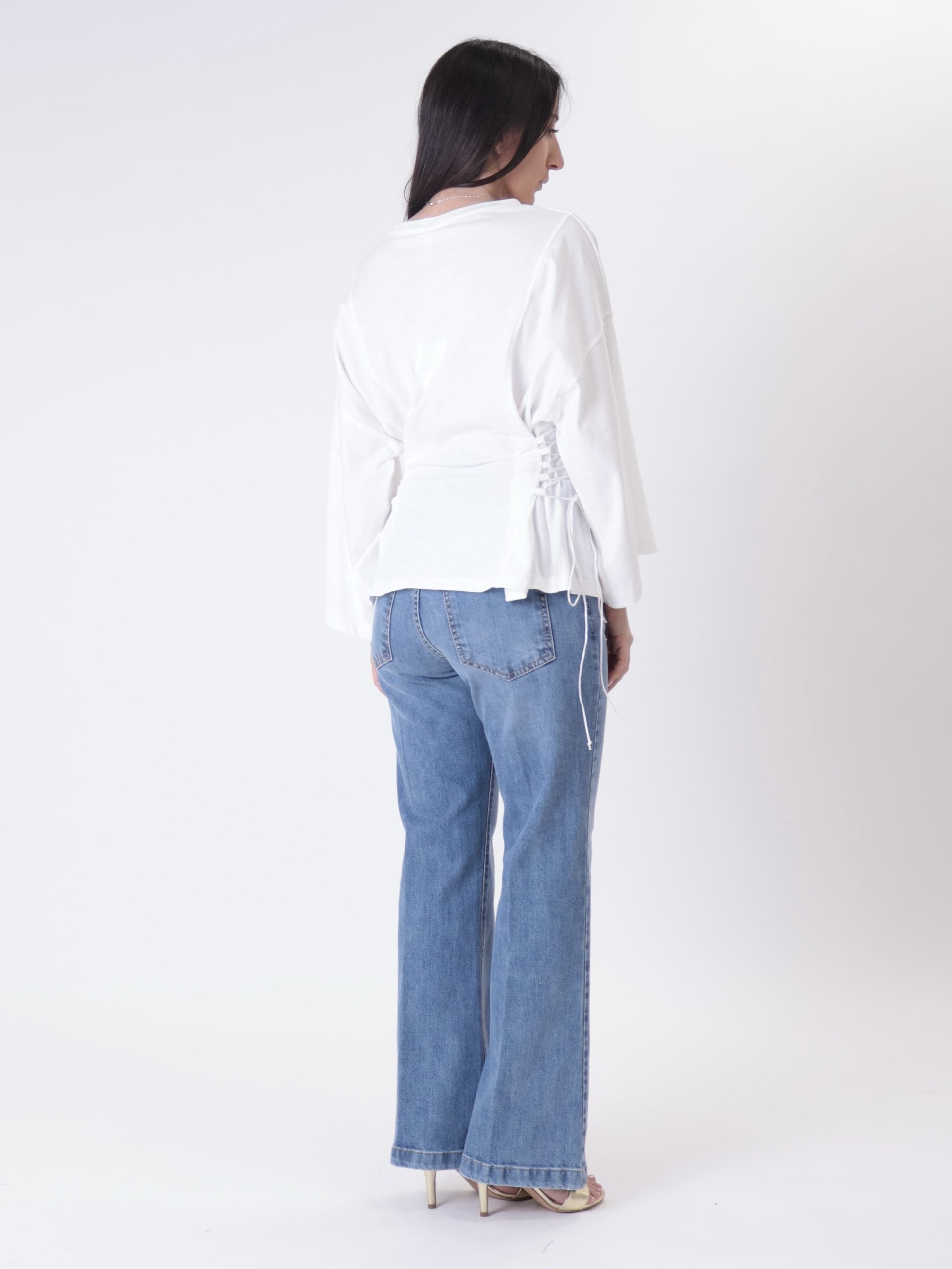 T-shirt lacci fianco bianca
