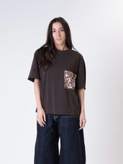 T-shirt moro tasca paillettes bronzo